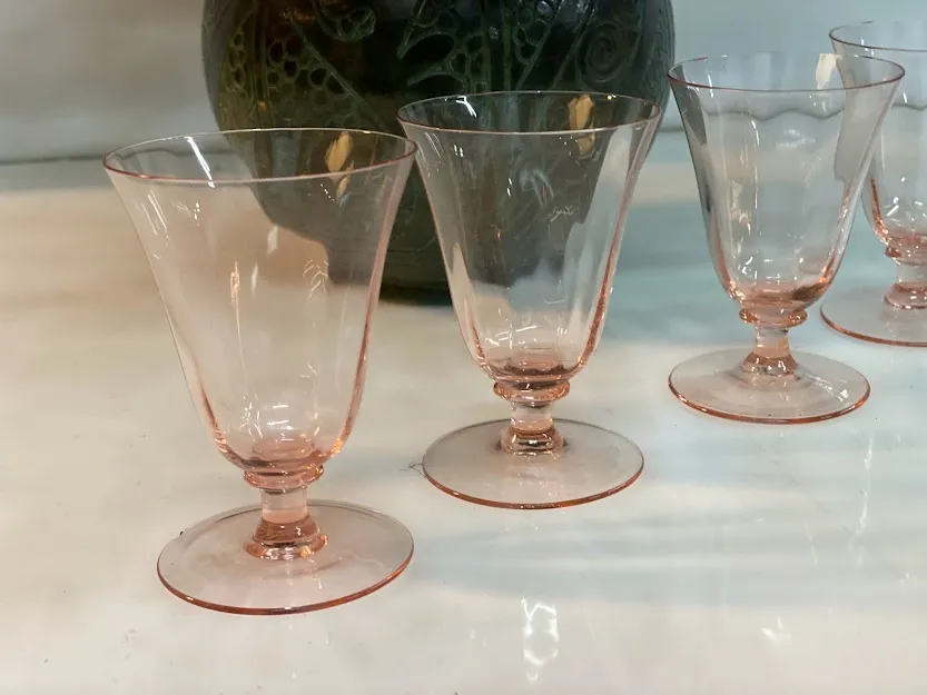  COPA CRISTAL ROSA ANTIQUE "G" Alt 9 cm boca 6 cm