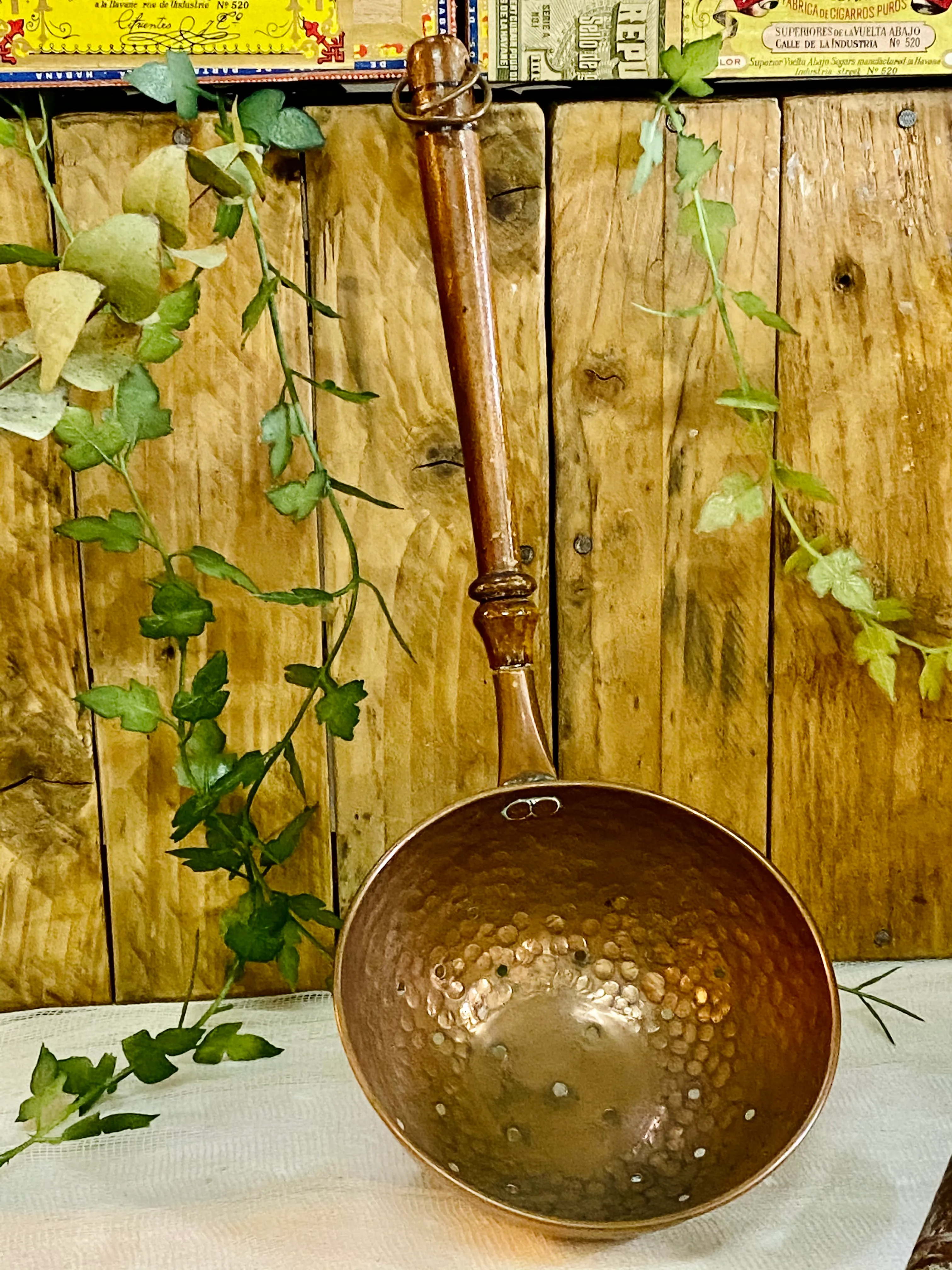 ESPUMADERA DE COBRE  diam 14 l. 36 cm  COB 07