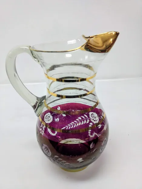 JARRA CRISTAL ORO Y ROJO  JCOR1  Alt 28  CM 