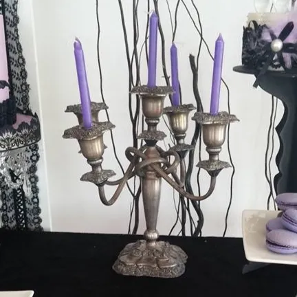 Candelabro 5 velas Plata Sheffield Mix & Mach :Medida: 30 cm Alt  ( lleva vela de 1,50cm)