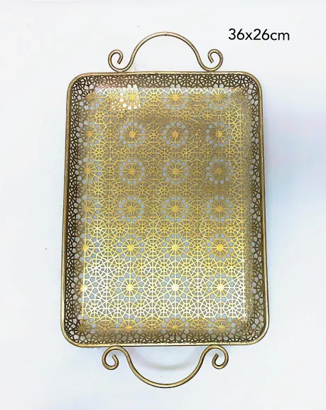 BANDEJA LABRADA ORO MARROQUI  MEDIANA   36 x 26 cm( CS023)