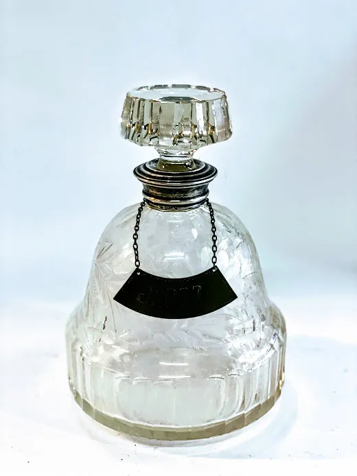 BOTELLÓN CRISTAL CON VIROLA DE PLATA ALT 20 CM "BOT15"