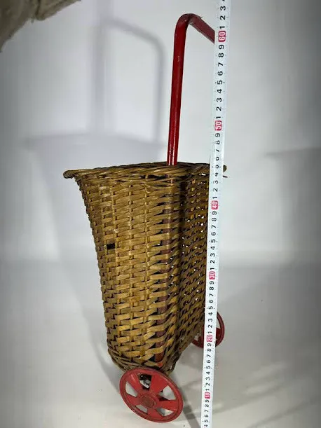 CARRITO DE MIMBRE CON RUEDAS - Alt. 60 cm