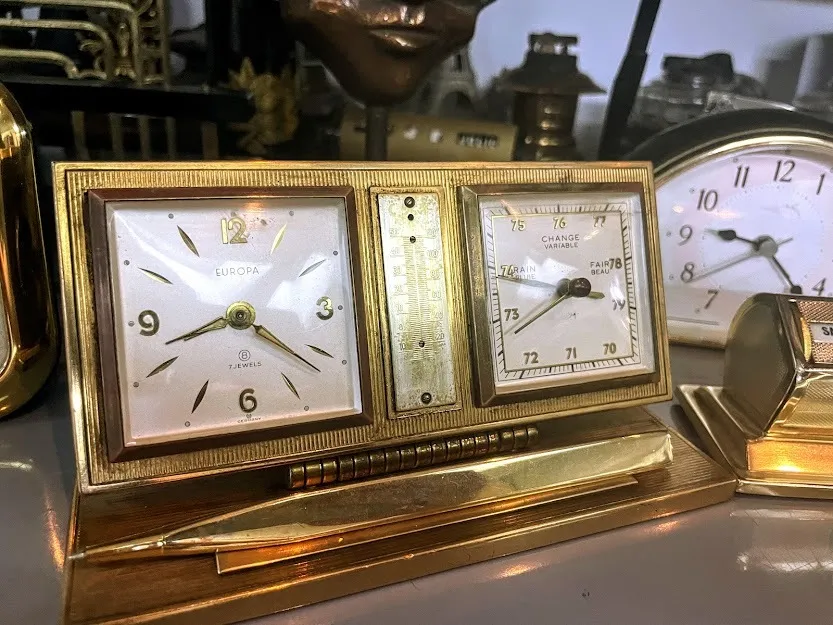 RELOJ DE ESCRITORIO DOBLE EN  BRONCE "EUROPA"