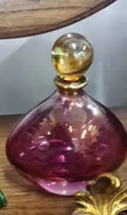 PERFUMERO CRISTAL TORNASOL ROJO BORDO  Y ORO 