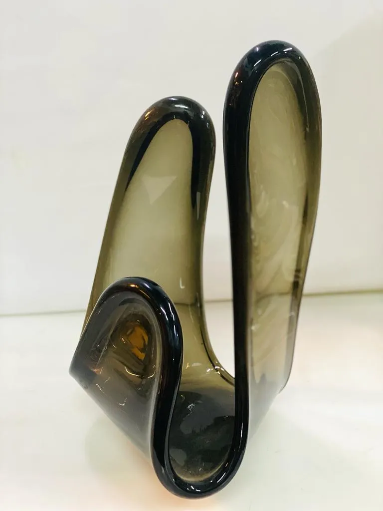 CENTRO MURANO NEGRO HUMO  BASE 18 X ALTO 37 CM