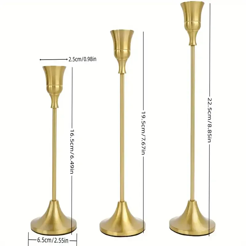 CANDELABRO ORO  1 VELA  "GLAM"   - 23-19 -17 CM ALT.