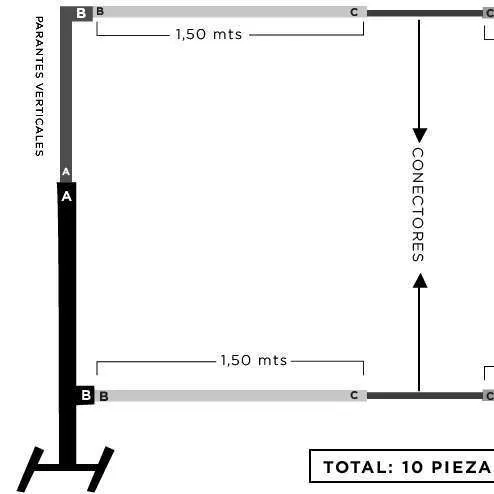 SOPORTE BLANCO " C" (1.50/ 3.0 MT) CAÑO REDONDO  . (Alt. AJUST 2.0 mt)  -(ROSA)