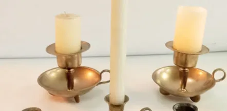 CANDELERO  BRONCE 1 VELA CON ASA BOCA ANCHA  - CB1