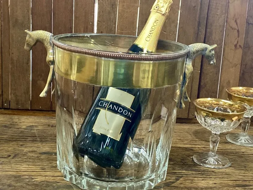 CHAMPAGNERA FRAPERA CRISTAL CON  CABALLOS diam. 22 cm alt . 22cm