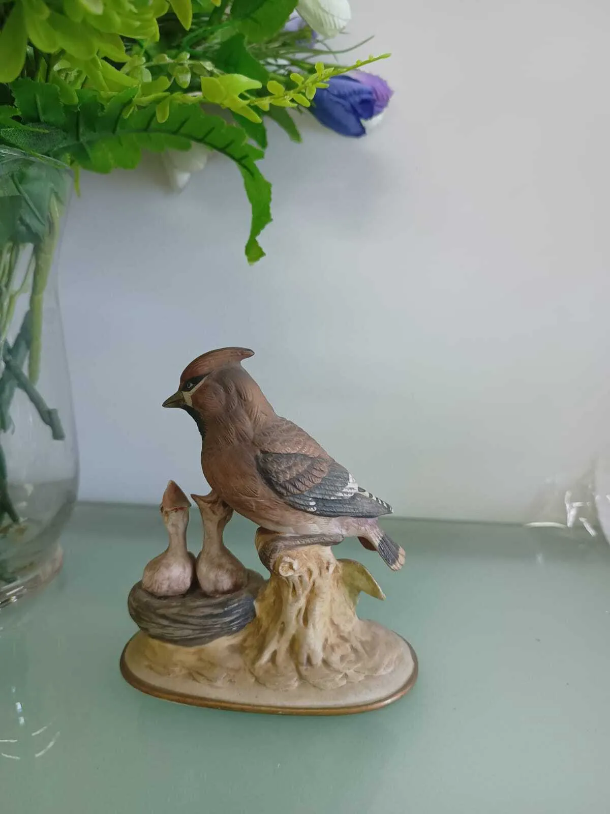 FIGURA GRUPAL DE  PORCELANA  PAJAROS "Wayuring"  Diam 12 x  6  cm  Alto  13 xm  