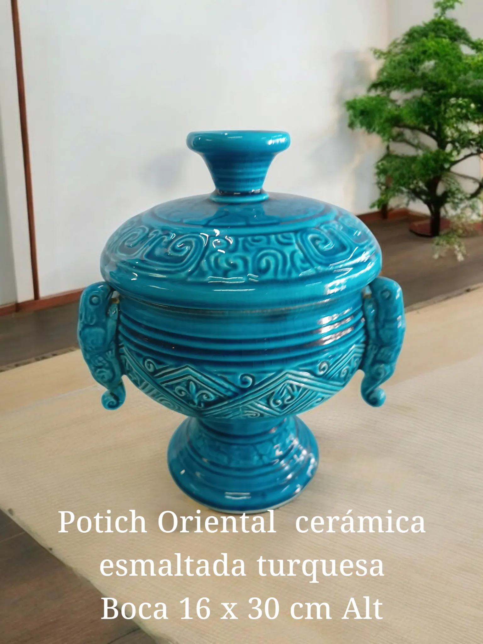 POTICH ORIENTAL CERAMICA TURQUEZA B.16 X 30 CM. Alt