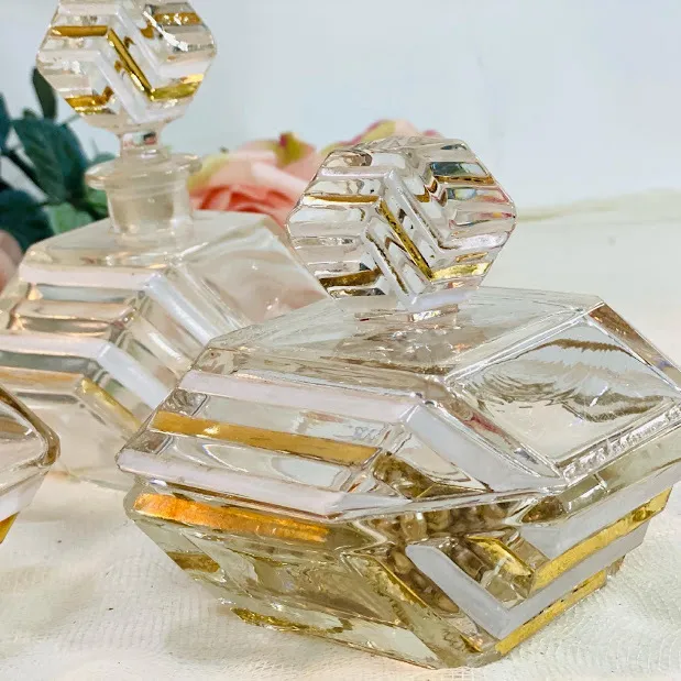 ALHAJERO TOILETTE  ART DECO RAYAS ORO Y BLANCA