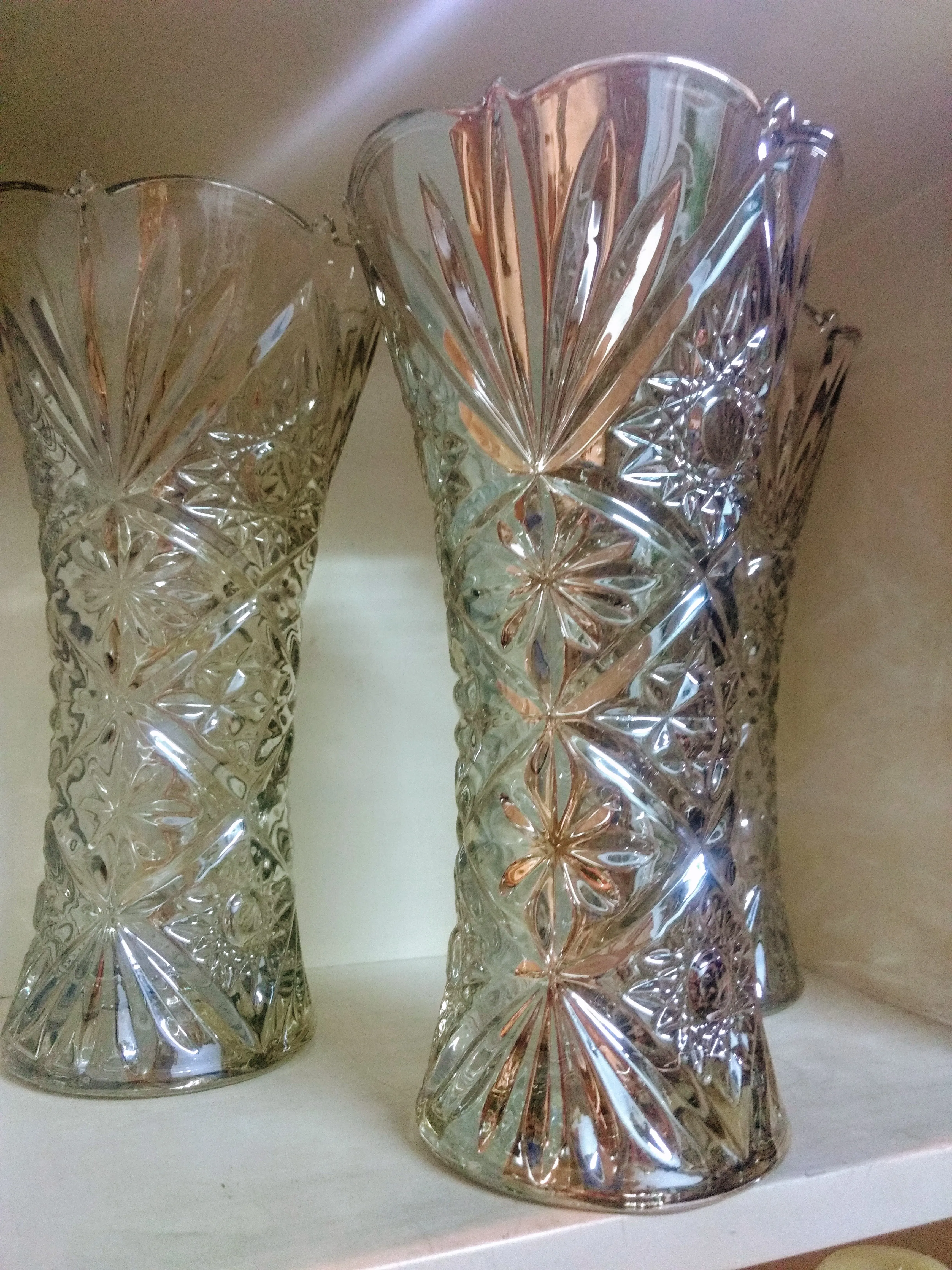  FLORERO CRISTAL LABRADO CHAMPAGNE "FCL"-Alto 28 x 15 cm (CC011)