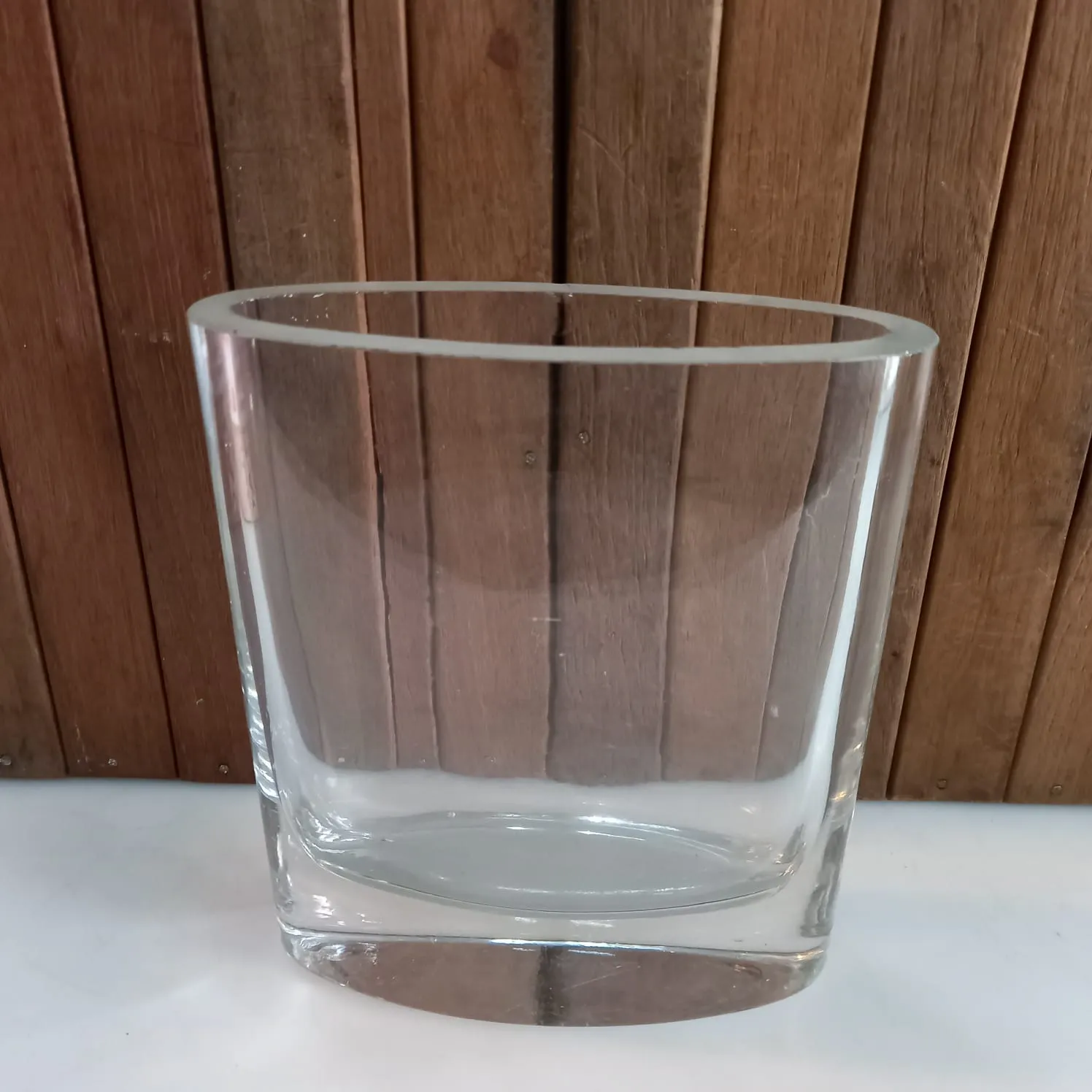 FLORERO CRISTAL LISO OVAL "FCLO36"  16 X 5 X 22 CM