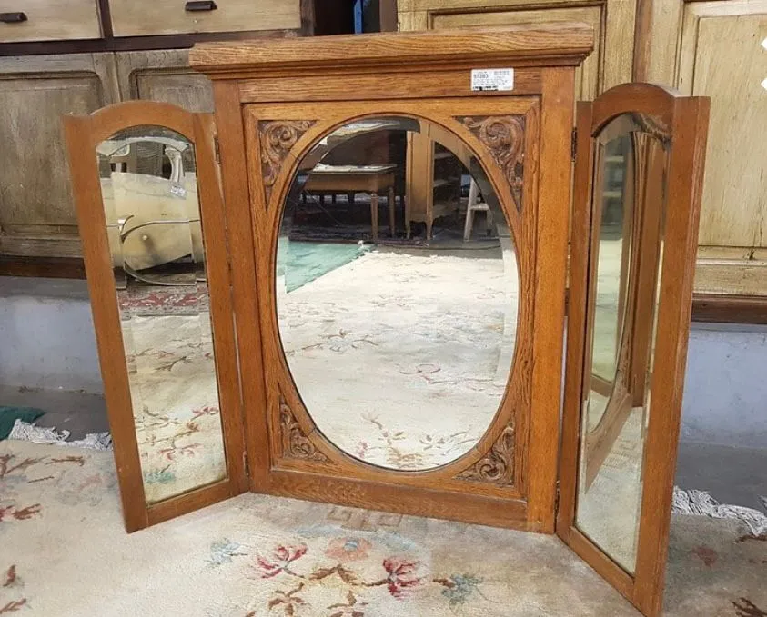 ESPEJO TRIPTICO DE MADERA 