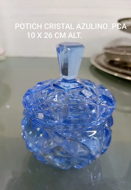 POTICH CRISTAL AZULINO CELESTE CON AV.  "PCA" BOCA 10 ALT  16 CM
