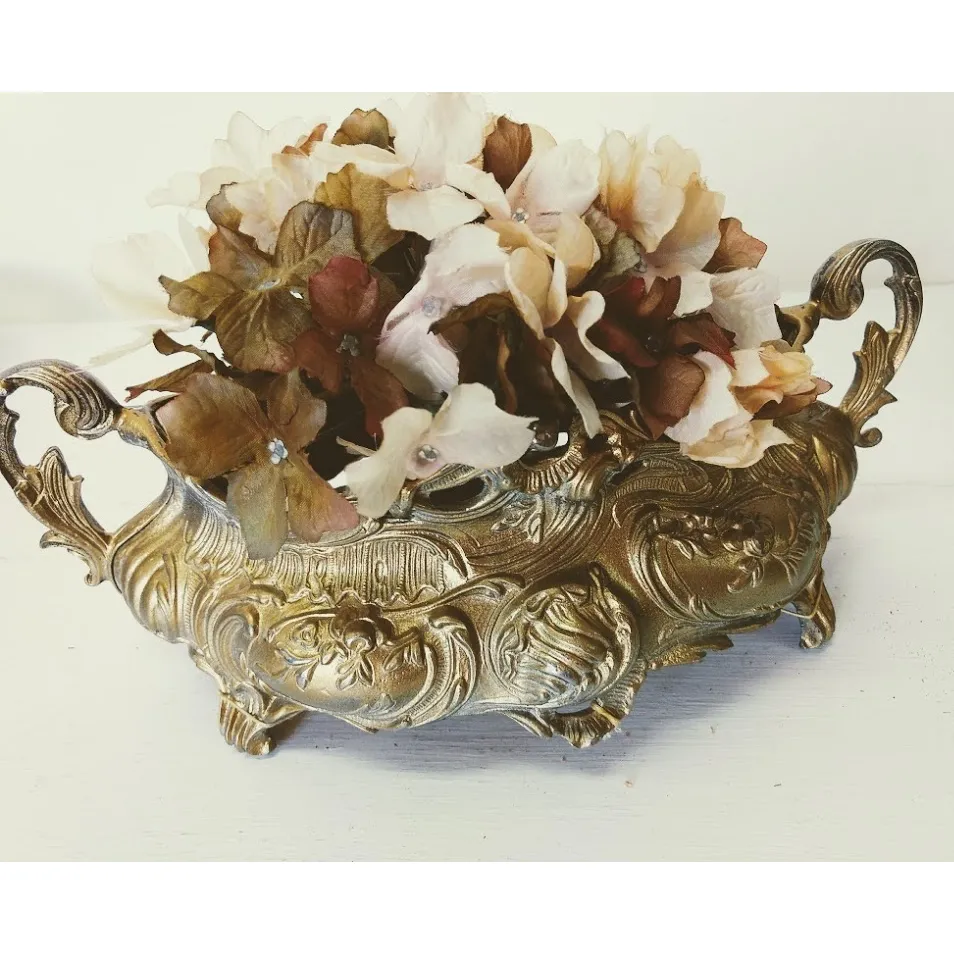 JARDINERA CENTRO METAL ORO CON AZAS "C3"