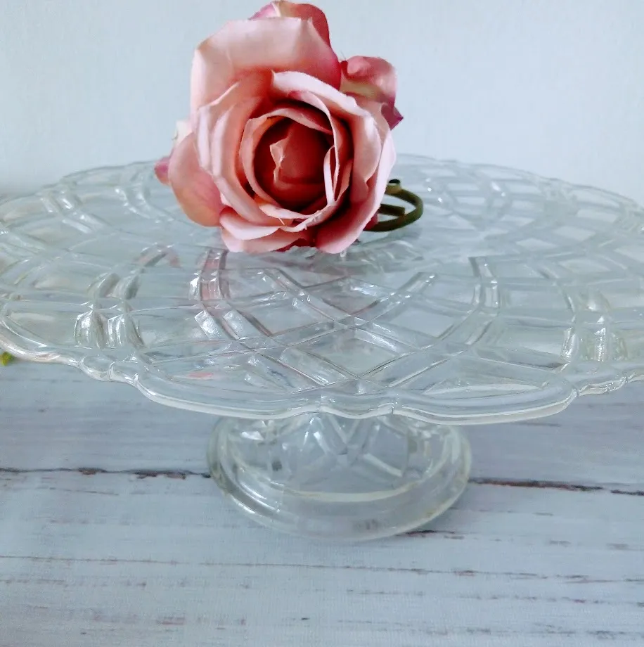 Pie de torta Cristal Antiguo Grande -Diam.30 cm, Alto 12 cm