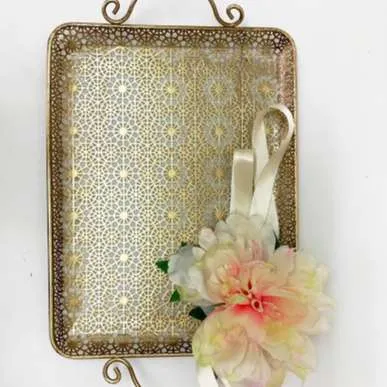 BANDEJA LABRADA ORO MARROQUÍ  GRANDE 40 X 30 cm  (CS022)