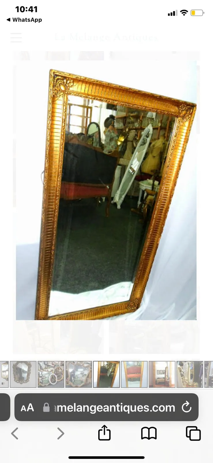 ESPEJO  ANTIGUO BISELADO  DORADO A LA HOJA  1.20 X 0.65 mt