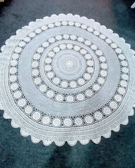 MANTEL REDONDO  A CROCHET " CIRCULOS" 120 CM 