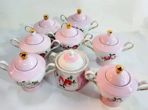 AZUCARERA PORCELANA VINTAGE  ROSA PASTEL 