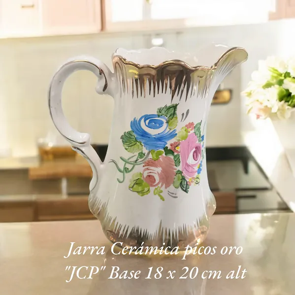JARRA CERAMICA PICOS ORO  " JCP" 18 X 20 CM Alt.
