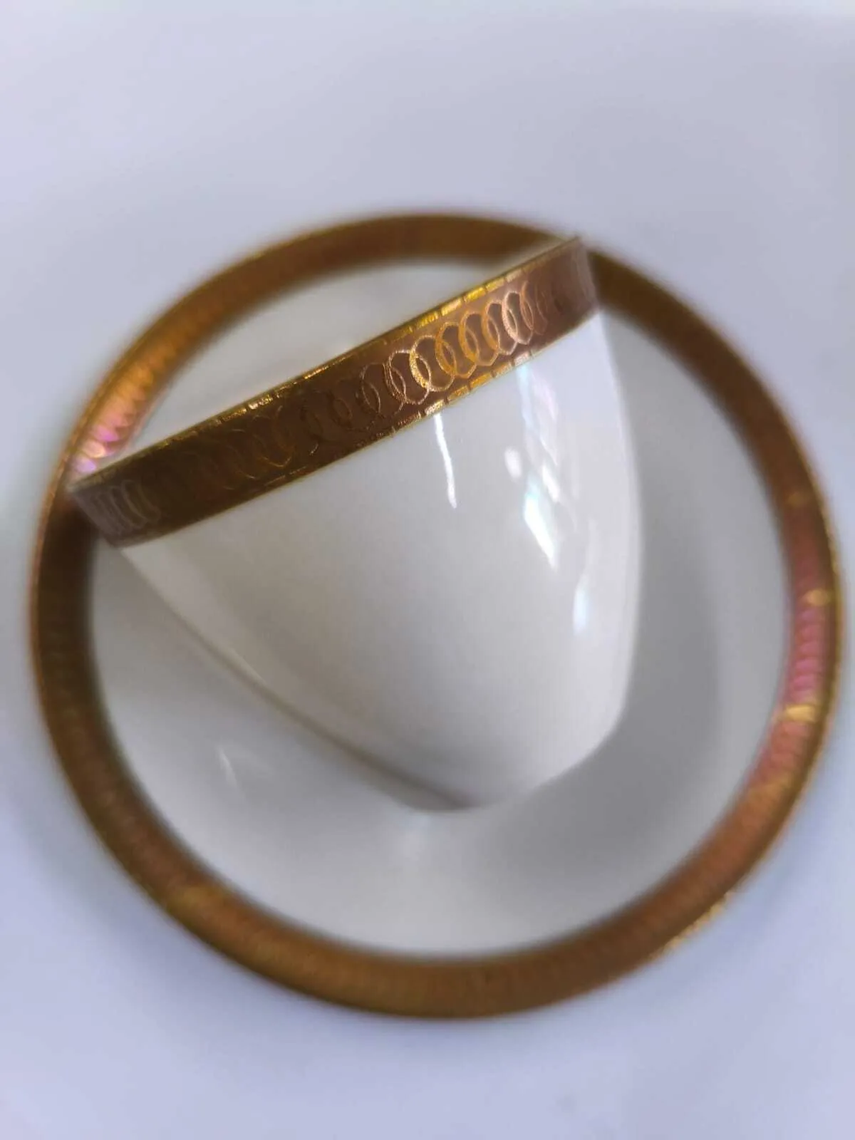 TAZA DE CAFE "VERBANO CORONA" BORDE ORO VIEJO