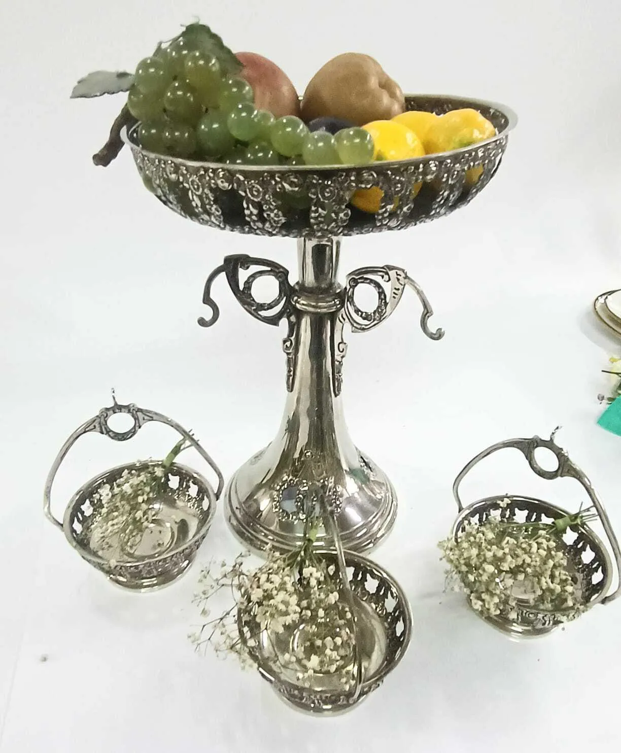 CENTRO PLATA ANTIQUE PIE ALTO  CPA "OXFORD" Alt..35 CM X diam. 25 cm