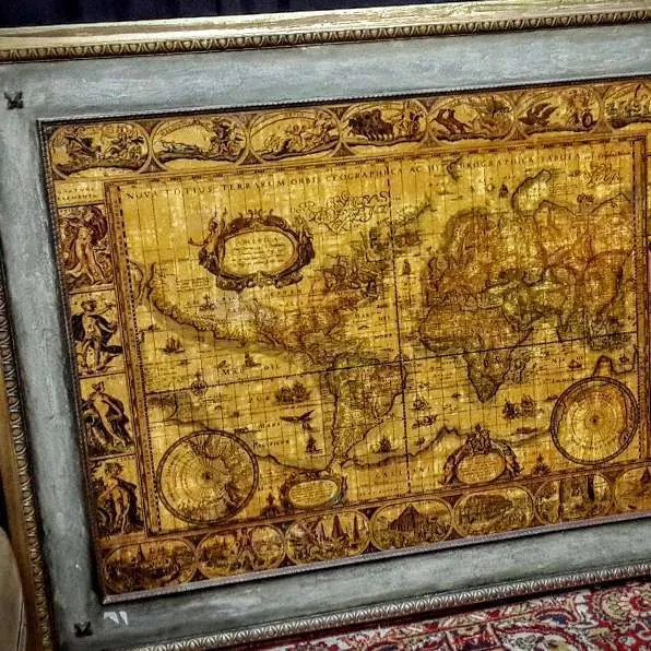 GRAN MAPAMUNDI  ANTIGUO CON MARCO MADERA 1, 50 X 1,0 MT