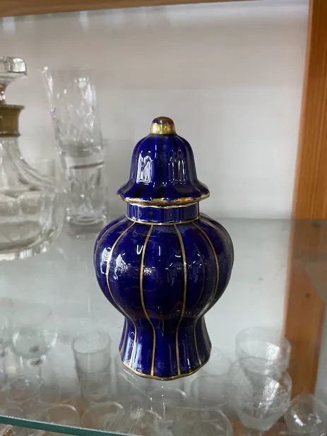 POTICH BOMBE AZUL COBALTO RAYAS ORO 15 CM0