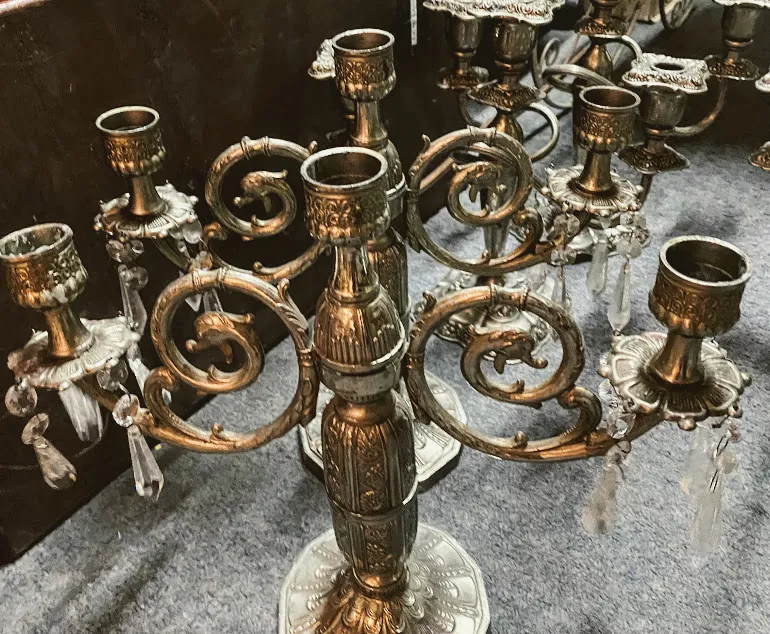 CANDELABRO  PLATA ANTIQUES 3 VELONES  A.V