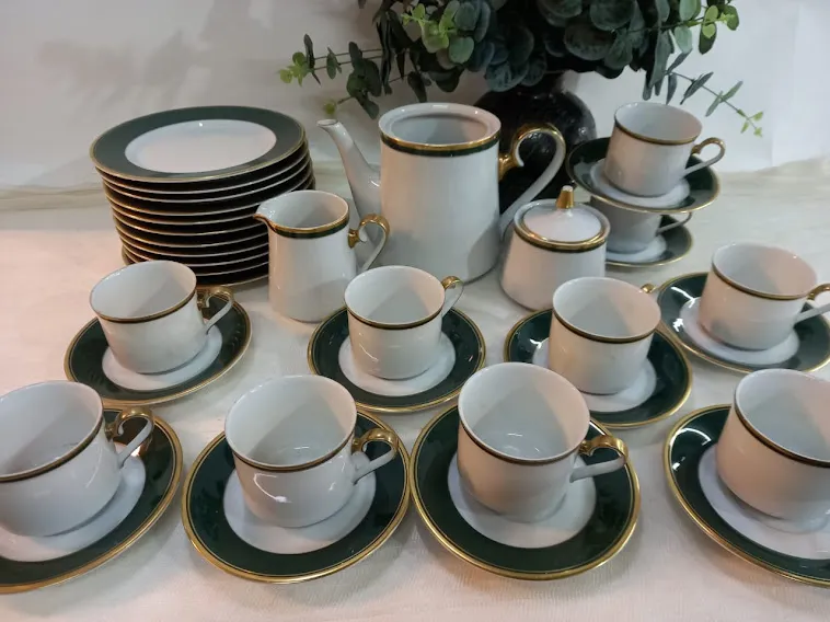 JUEGO DE SERVIR VERDE Y ORO TSUJI  (3 PIEZAS)