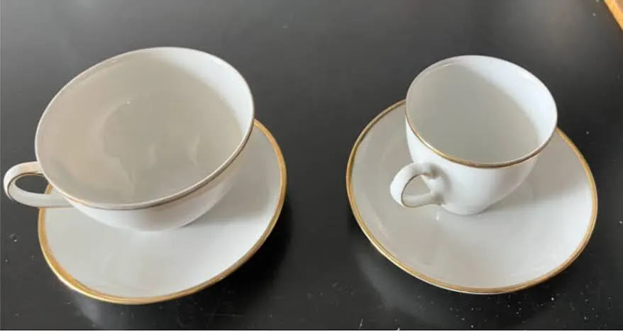 TAZA DE TE TSUJI BLANCO  BORDE ORO "ALAS"