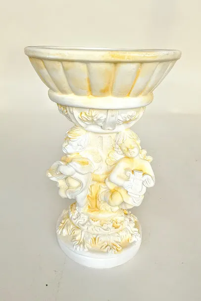 FIGURA YESO ANGELES CON ARPAS Y CUENCO