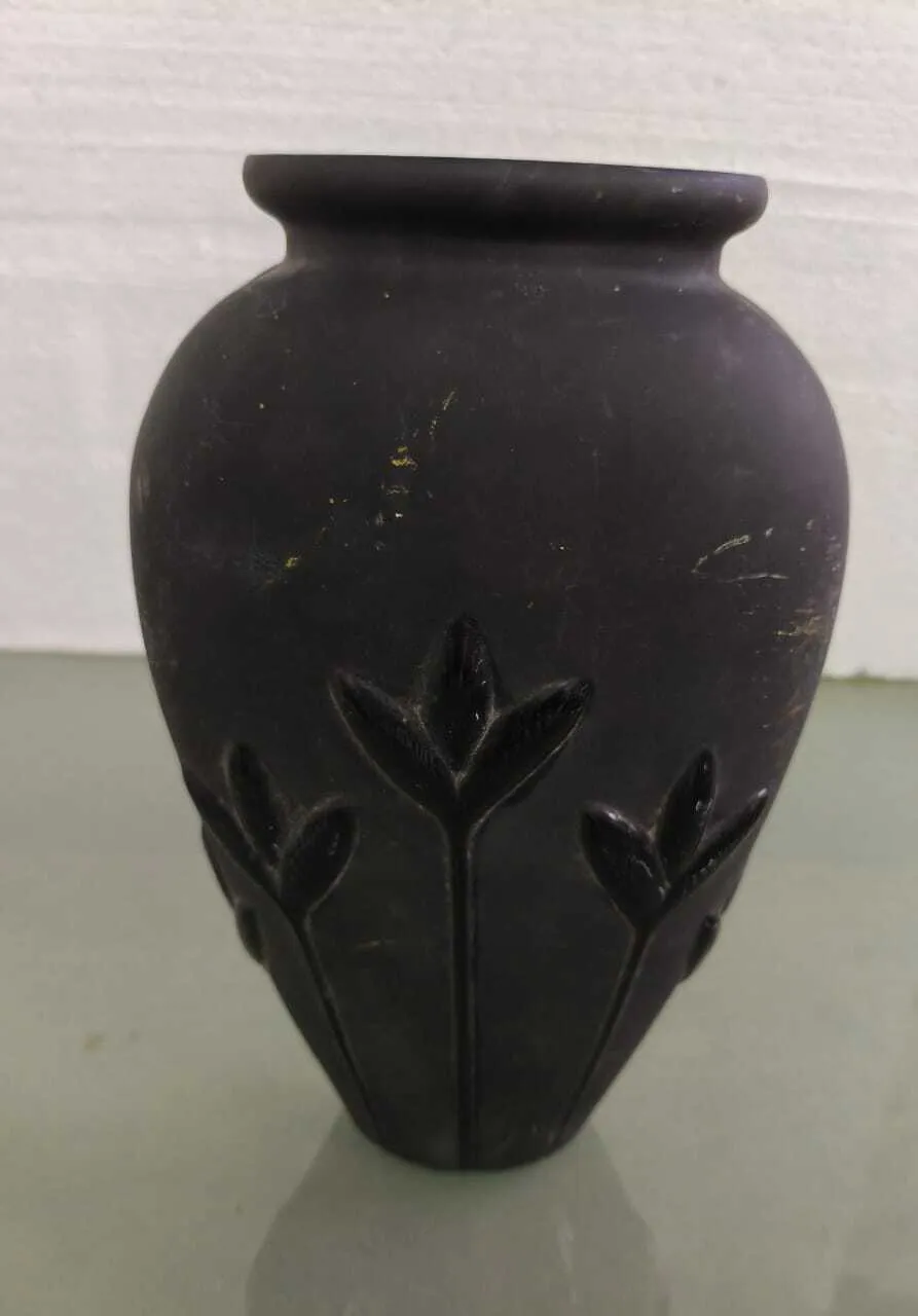 FLORERO  VIDRIO SATIN NEGRO "FVSN":Dima 11 x 8 cm , Alt 28 cm 