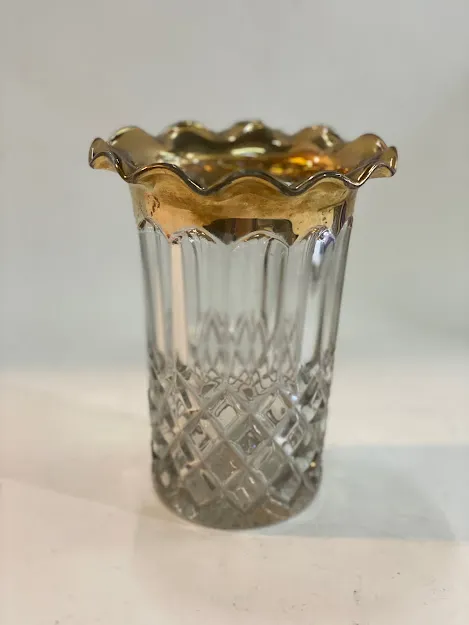 FLORERO CRISTAL ANTIGUO  ORO "FCAO19"  14 X 19