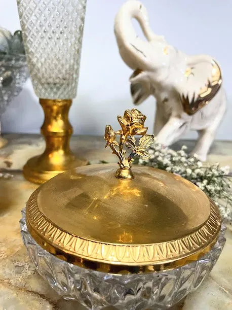 CARAMELERA CRISTAL Y TAPA ORO  "BOHEME"  DIAM 12 