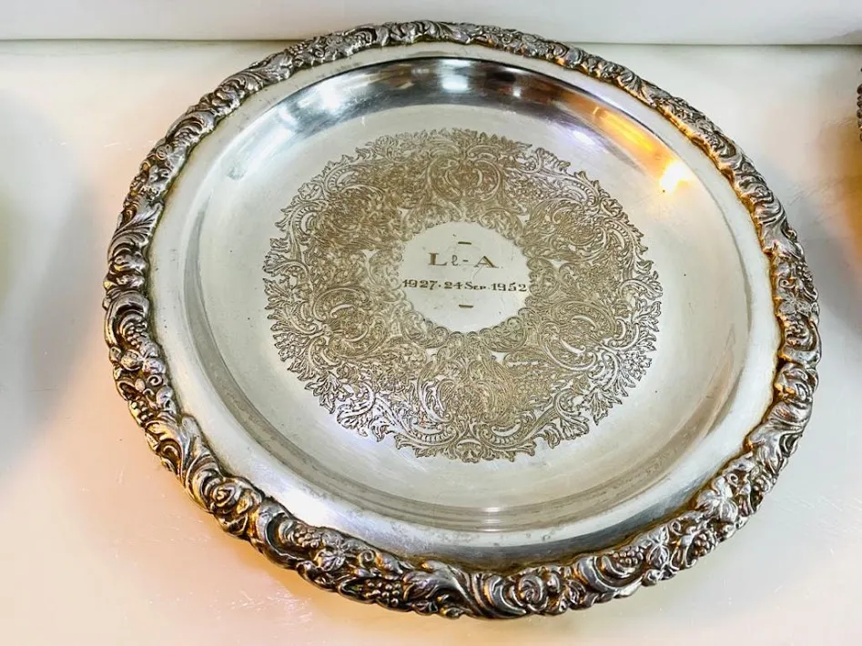 BANDEJA PLATA ANTIQUE  "BPA 09"  diam 24 CM