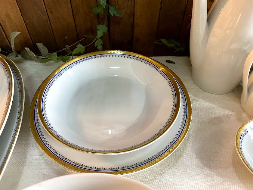 PLATO HONDO VERBANO  AZUL Y ORO 20 CM