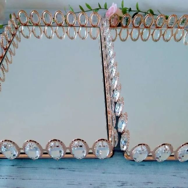 BANDEJA ORO DIAMANTE  RECTANGULAR -Medida 34 x 21 cm (CS009)