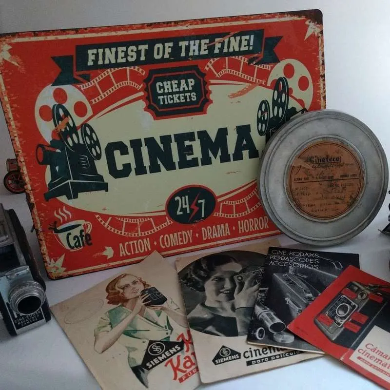 CARTEL CHAPA CINEMA VINTAGE 0.40 X0.30 mt 