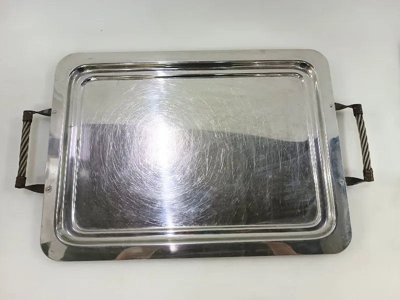 BANDEJA  RECT. ACERO INOXIDABLE. CON ASAS "BAI480"  48X 35 CM