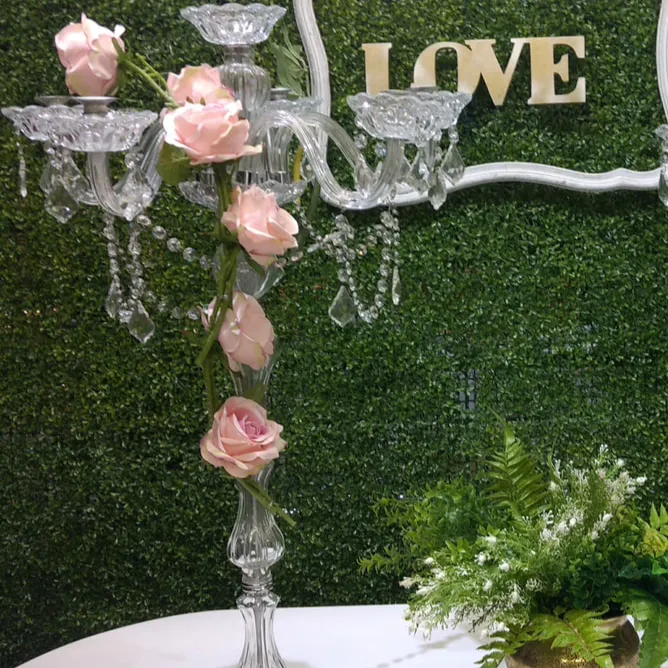 Candelabro  Cristal x 5 velas 90 cm 