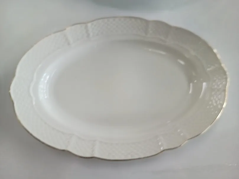 FUENTE OVAL VERBANO BORDE ORO RELIEVE- 36 X 24 CM