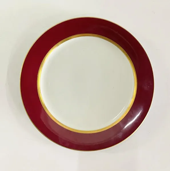 PLATO PLAYO VERBANO ROJO Y ORO - 24 CM