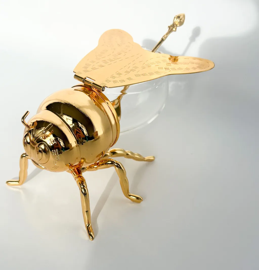 AZUCARERA / MIELERA  "BEE"  CON CUCHARITA  L. 16 X 10 CM ALT.