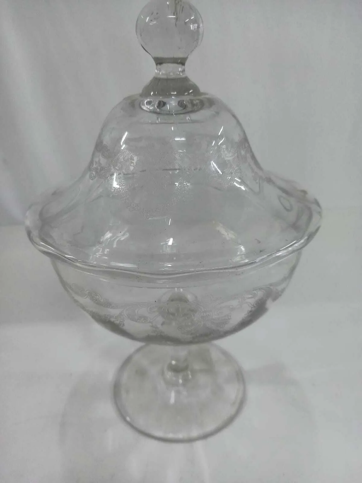 CARAMELERA CRISTAL ANTIQUES CON PIE "CCA" (REST.)   DIAMETRO D.14 X 28 CM ALT