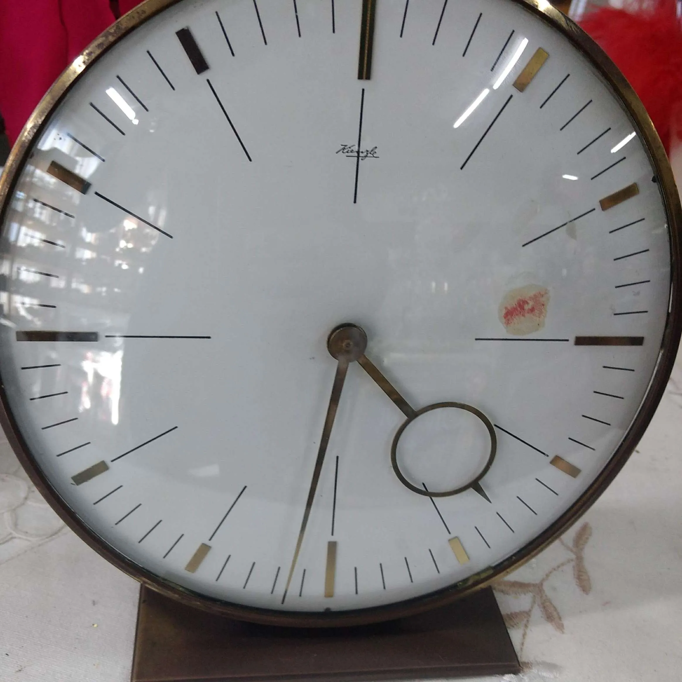 RELOJ MESA BRONCE  ART DECO MARCA KINSLEY 19 CM DIAM